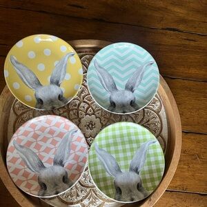 Set of 4 Easter Bunny Ears, Pier 1 Imports, Dessert/Salad plates, porcelain